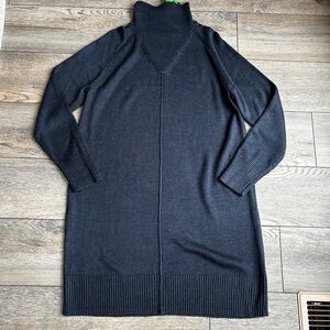 NWT Zuda Turtleneck Long Sleeve Sweater Dress Navy Blue Viscose Modest Sz Small